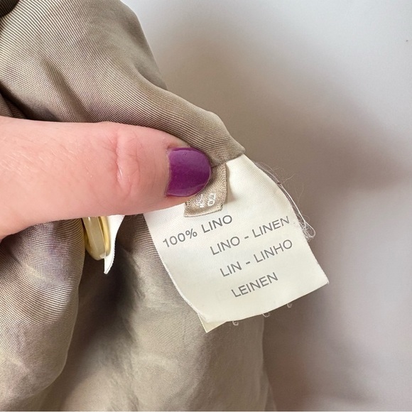 120% Lino Tan Glittered Linen Peter Pan Collar Jacket - Picture 5 of 6